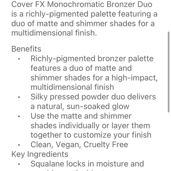 Cover FX Monochromatic Bronzer Duo Matte + Shimmer - Picture 4 of 9